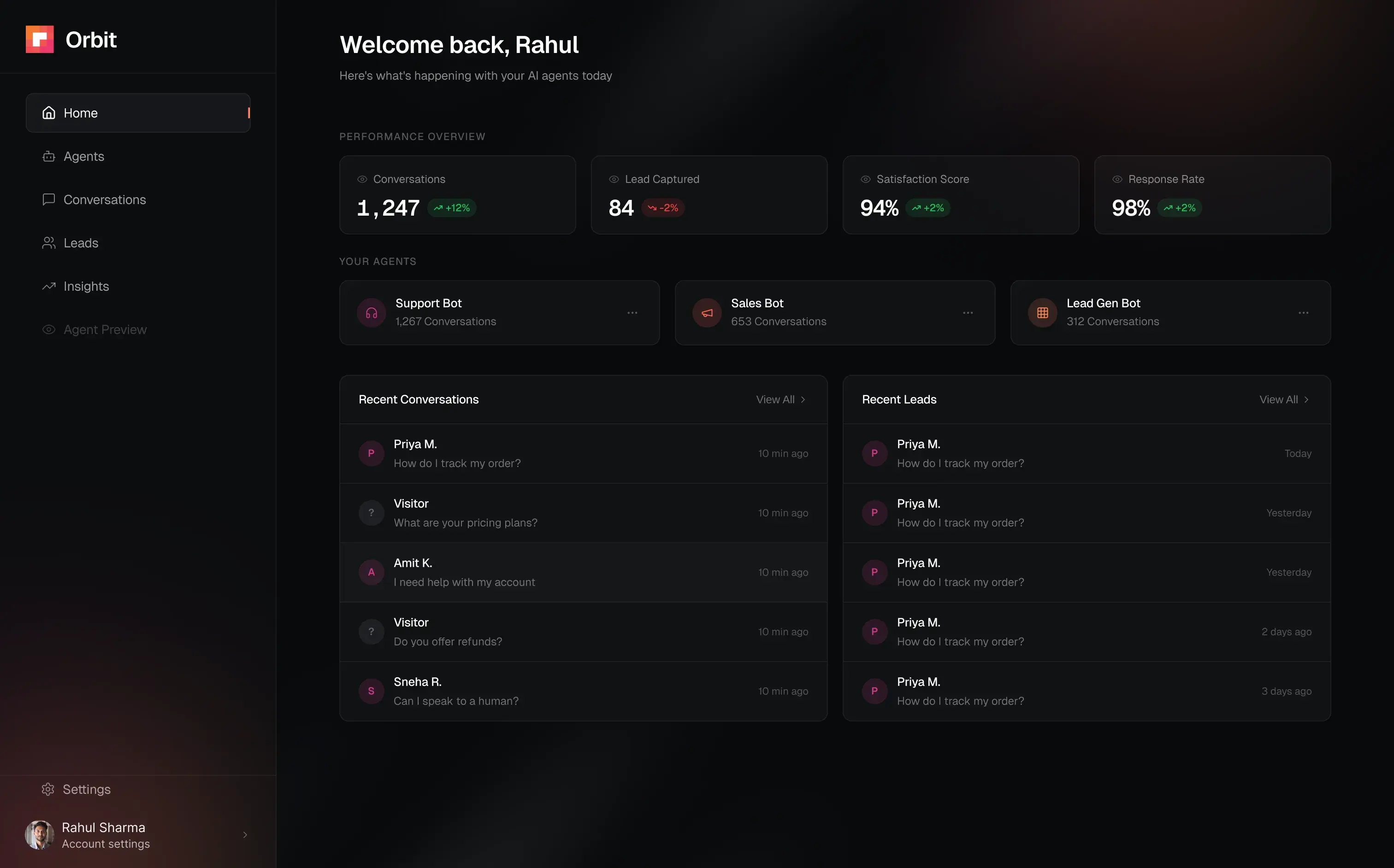Pixeldust Orbit dashboard