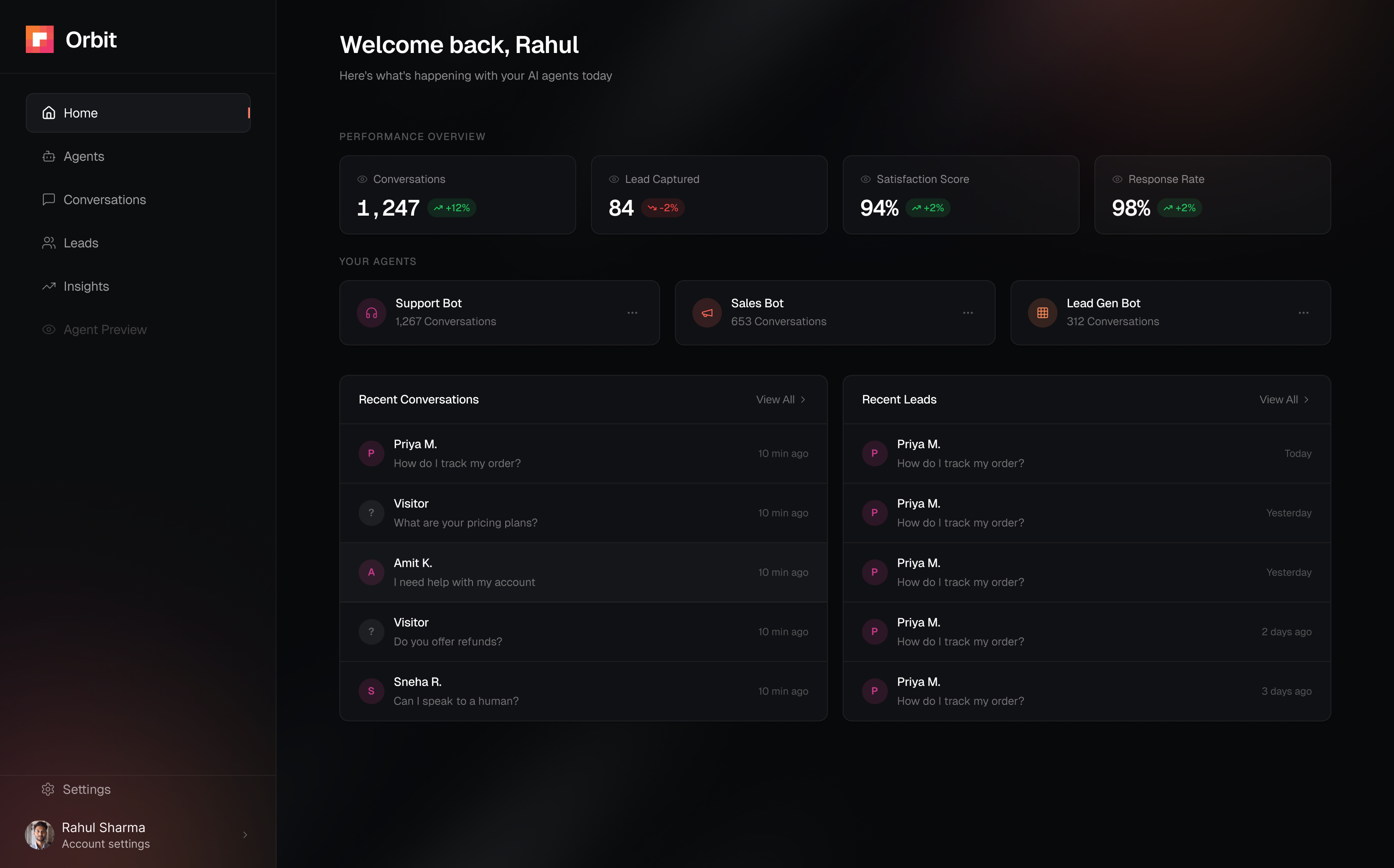 Pixeldust Orbit dashboard